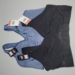 2 NWT ComfortFlex Bras, 3 XL, One Black, One Light Blue, MSRP Each 39$